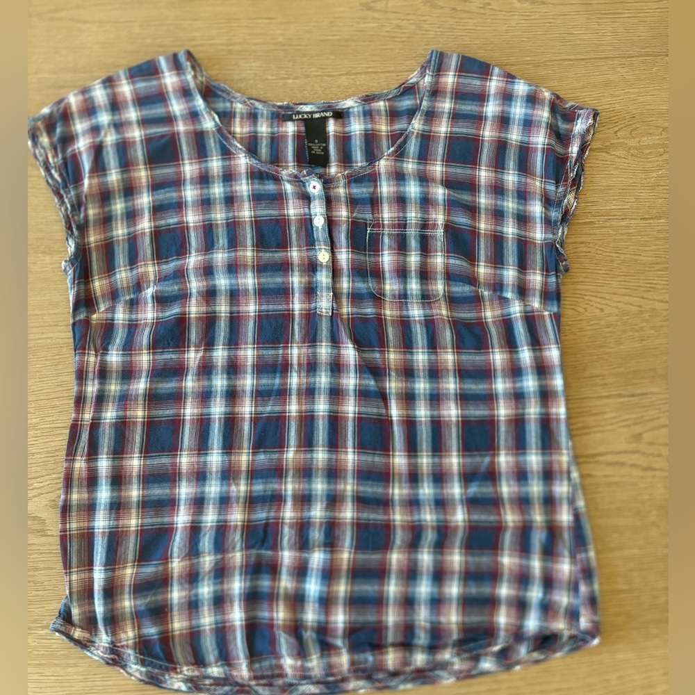 Lucky Brand Plaid Shirt in Blue and Red